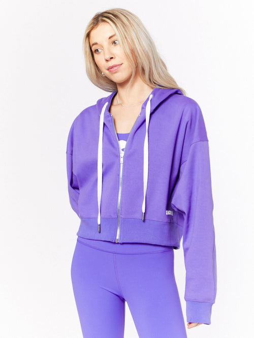 CROPPED ZIP UP HOODIE BLUE